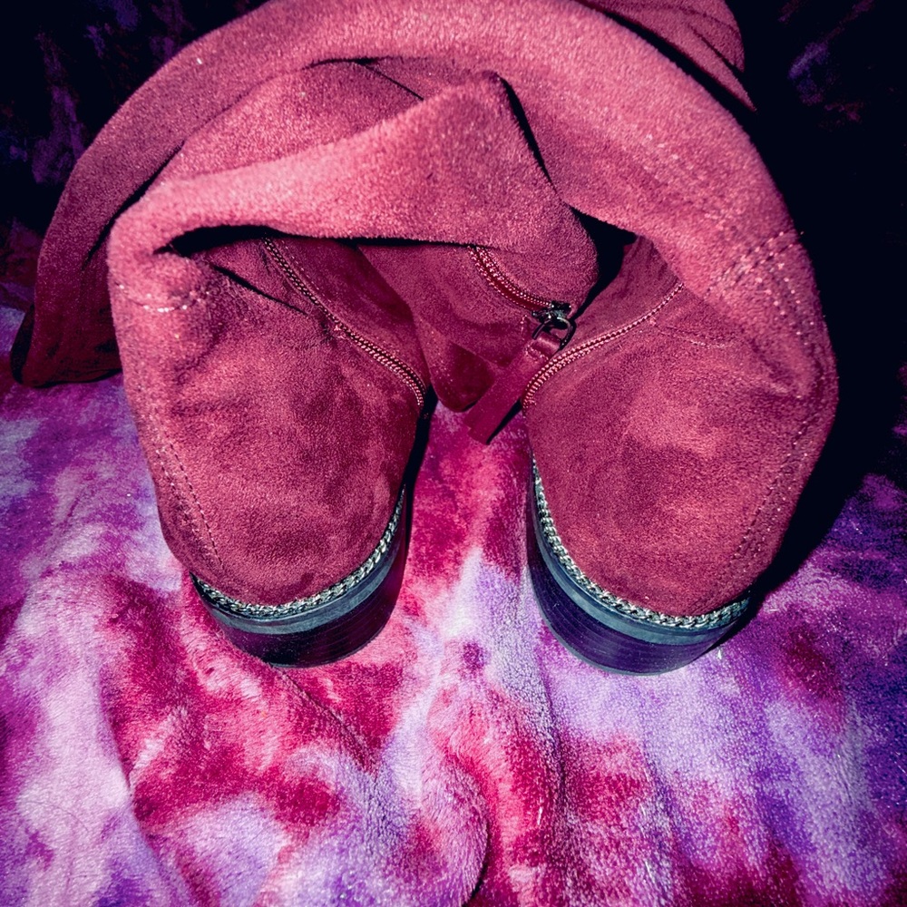 Franco Sarto Burgundy/Wine Over the Knee Boots - Picture 5 of 5